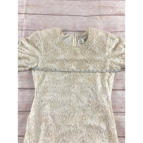 Vintage Gloria Vanderbilt Women's Ivory Lace Beaded Wedding Dress - 1XL - Picture 7 of 13
